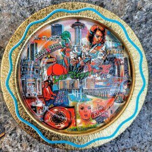 1970's Multicolor Vintage Souvenir Set Las Vegas Metal Drink 6 Coasters Hotel Tr